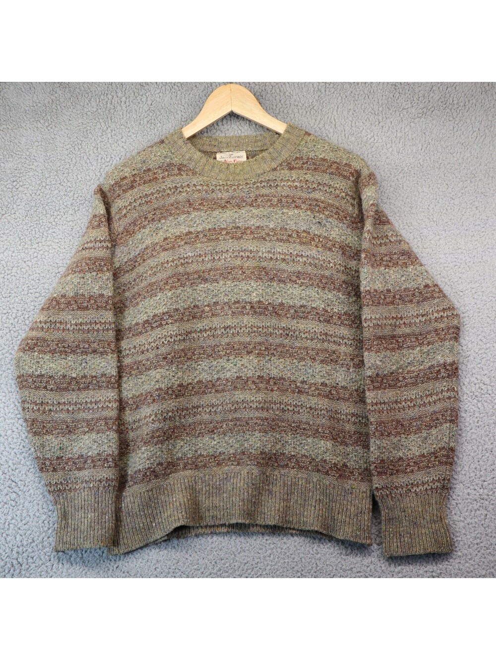 Vtg Alan Paine Shetland Wool England Made Brown Sweater 42
